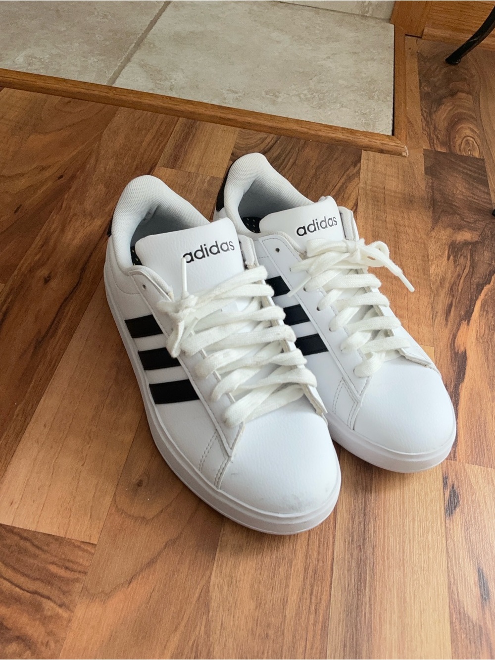 adidas White Sneakers with Black Stripes - Men's Casual Trainers